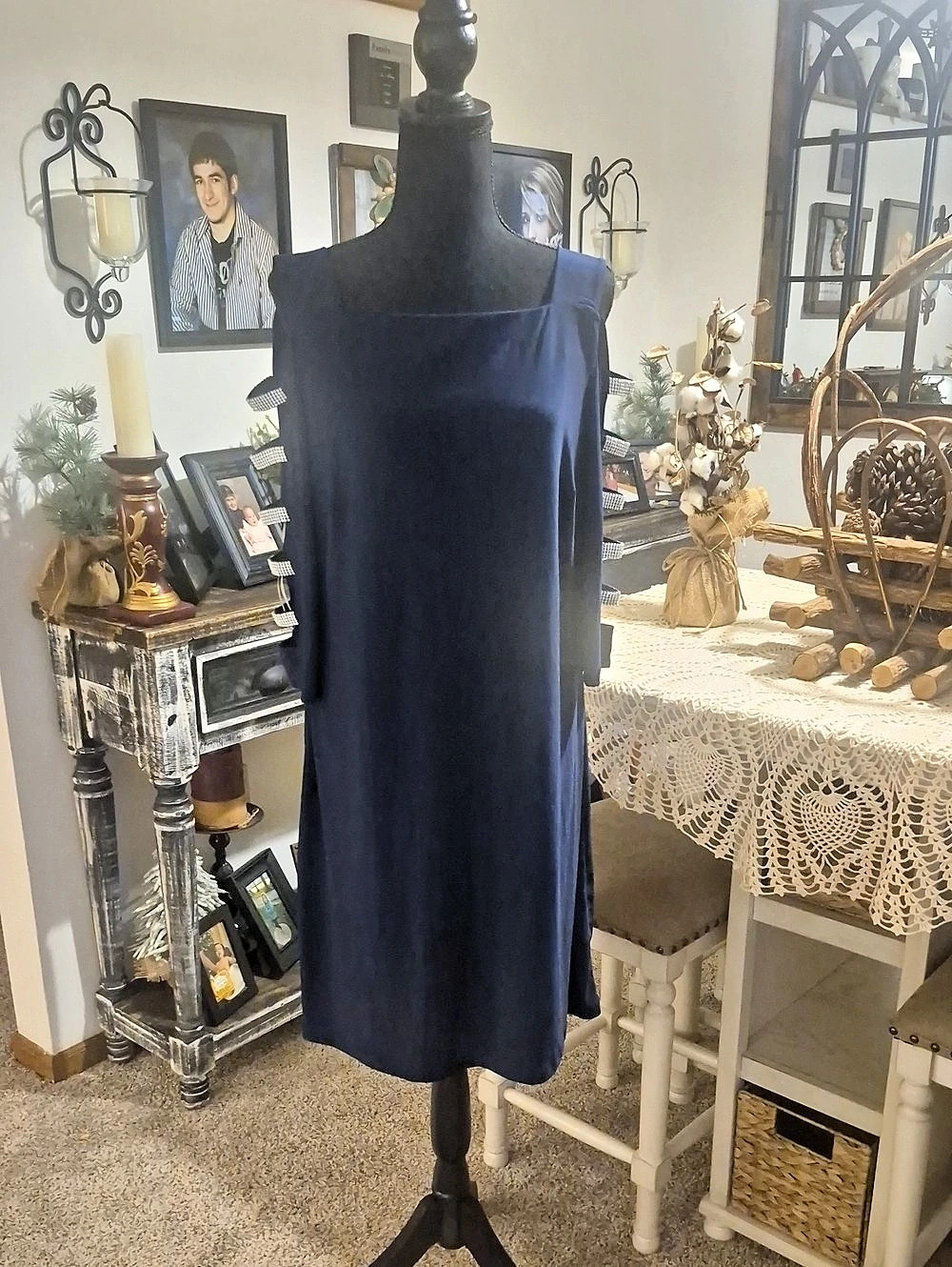 dressbarn- Embellished Sleeve Midi Dress in Blue - NWT